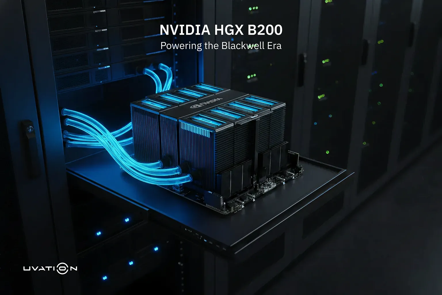 NVIDIA HGX B200 baseboard with liquid cooling